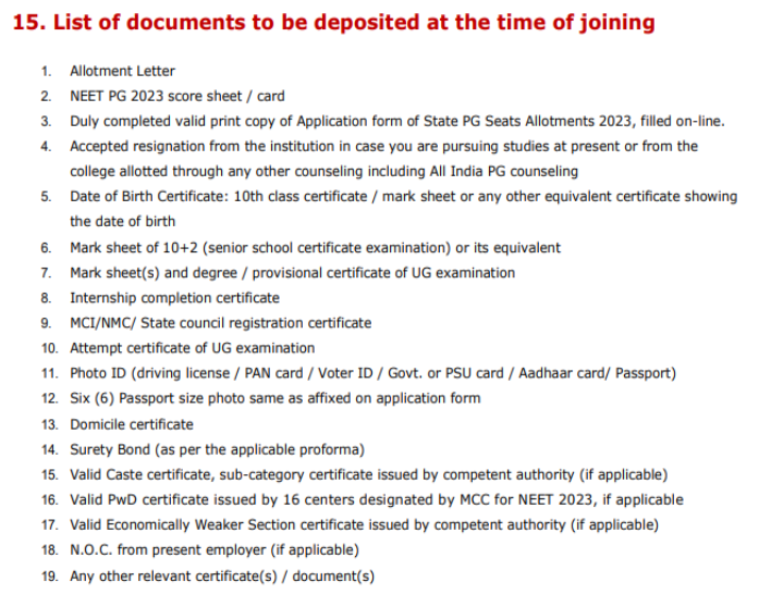 Documents required for pg admission at aiims udaipur  