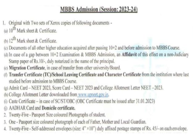 Documents required for mbbs admission at heritage institute of medical sciences