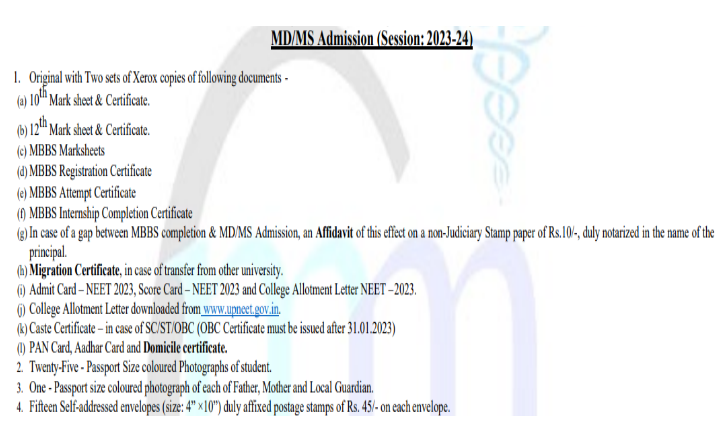 Documents required for pg admission at heritage institute of medical sciences