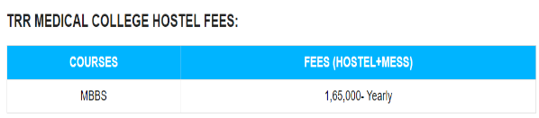 Trr medical college hostel fees