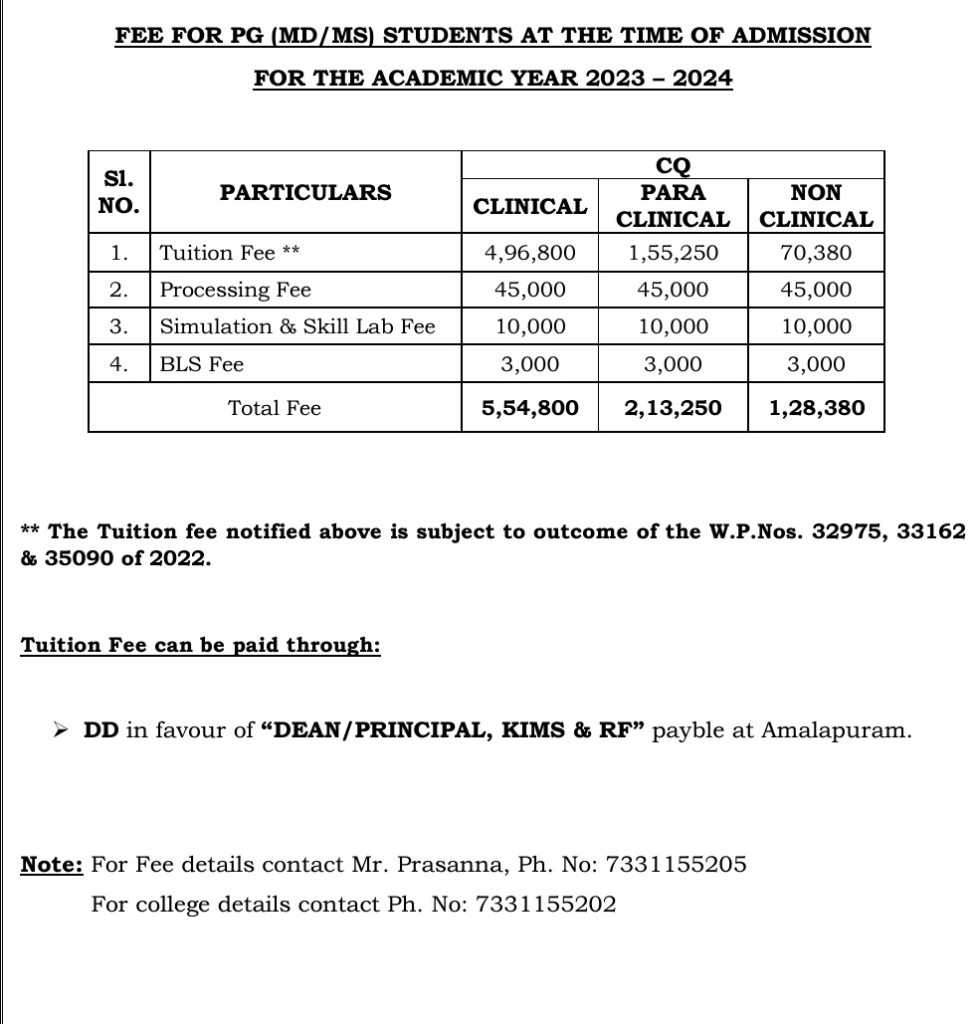 Konaseema institute of medical sciences fees