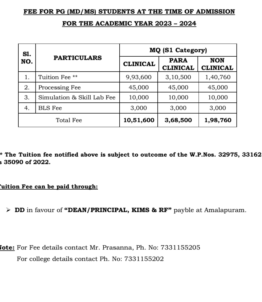 Konaseema institute of medical sciences fees