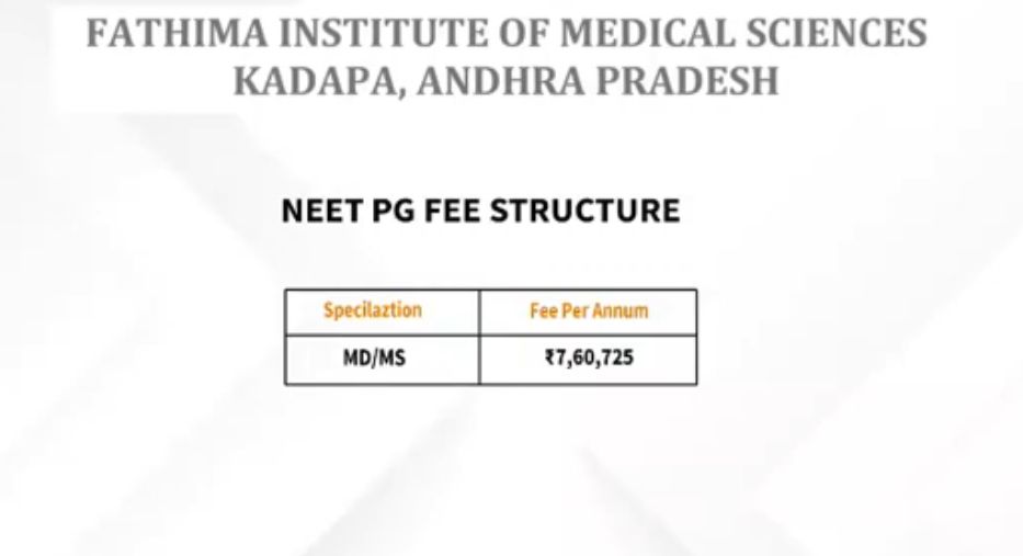 Fathima institute of medical sciences pg fees