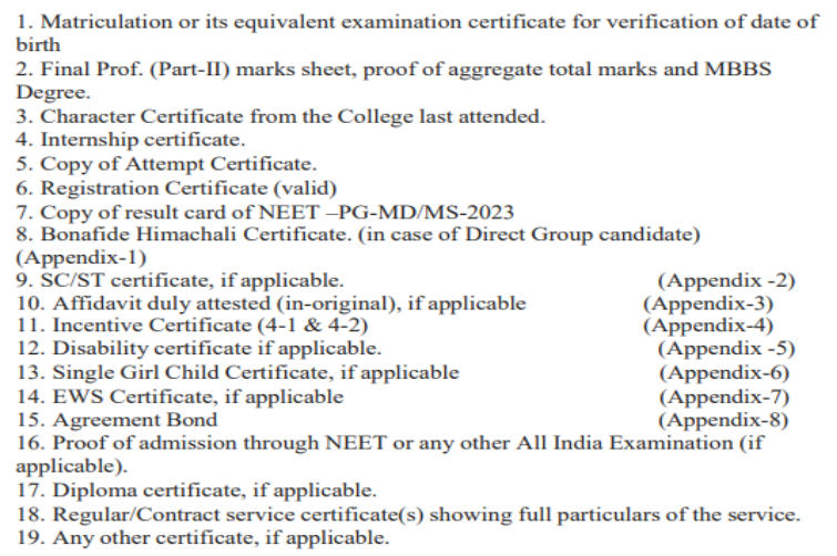 Documents required for pg admission at mmu solan  