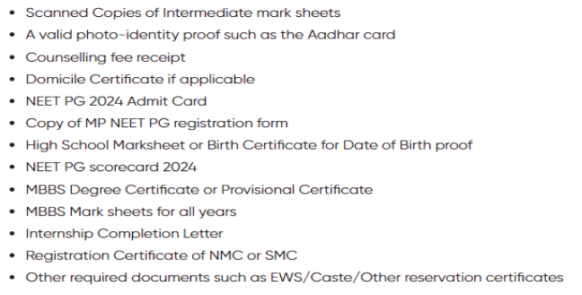 Documents required for pg admission at peoples medical college bhopal  