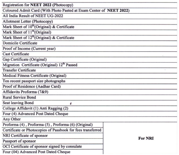 Image alt text: documents required for mbbs admission at rd gardi medical college ujjain  