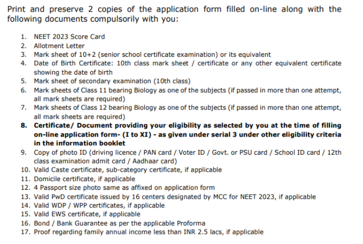 Documents required for mbbs admission at ananta medical college udaipur  