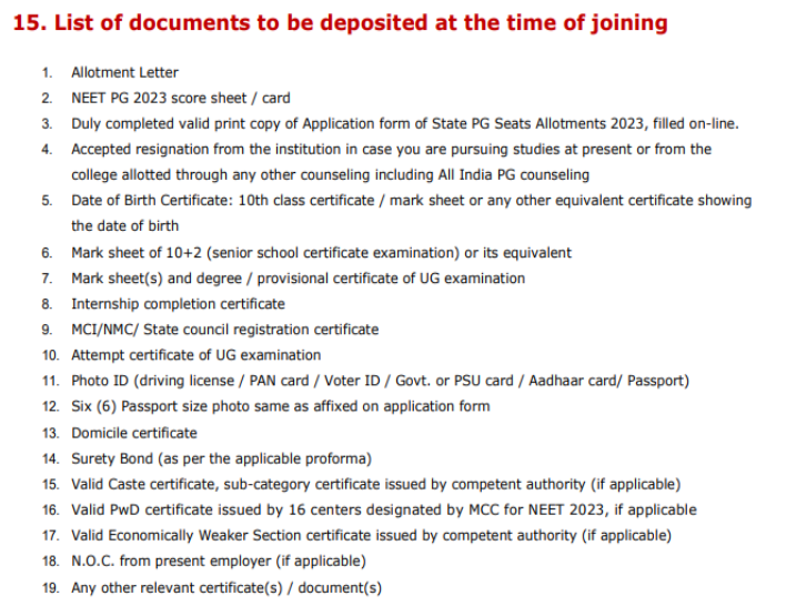 Documents required for pg admission at geetanjali medical college udaipur  