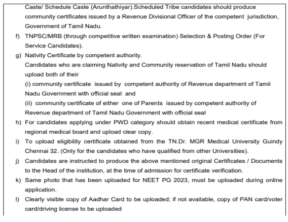 Documents required for pg admission at sree mookambika institute of medical sciences  