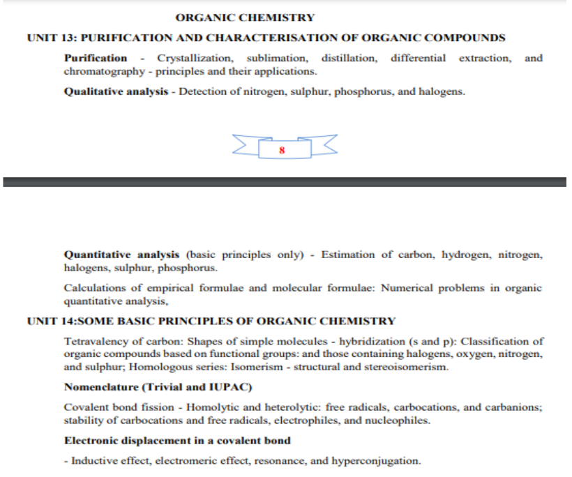 NEET UG 2025 Organic Chemistry Syllabus