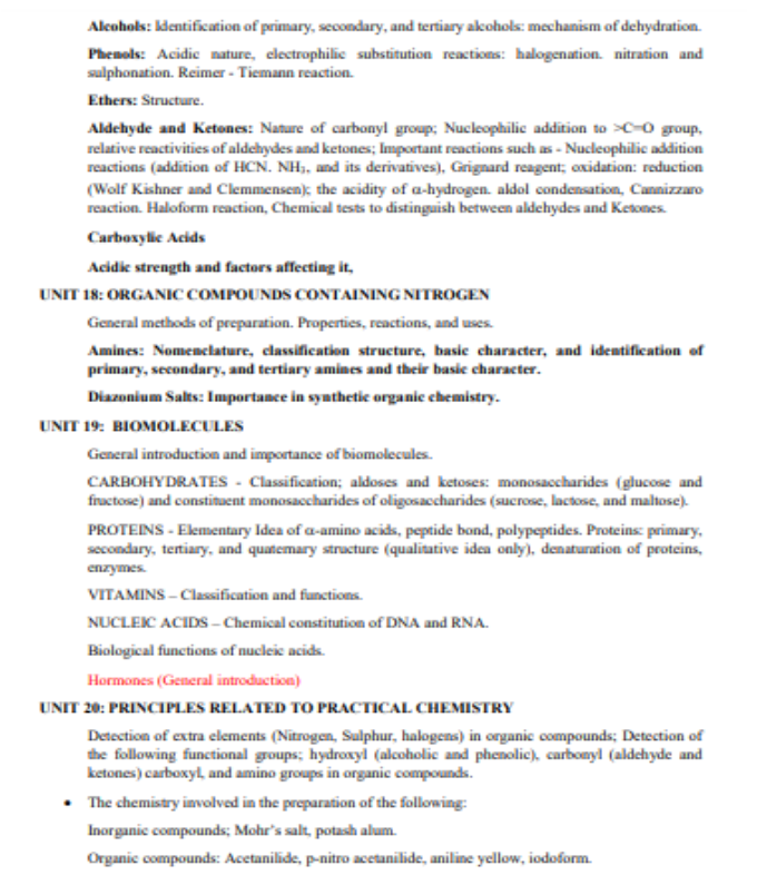 NEET UG 2025 Organic Chemistry Syllabus