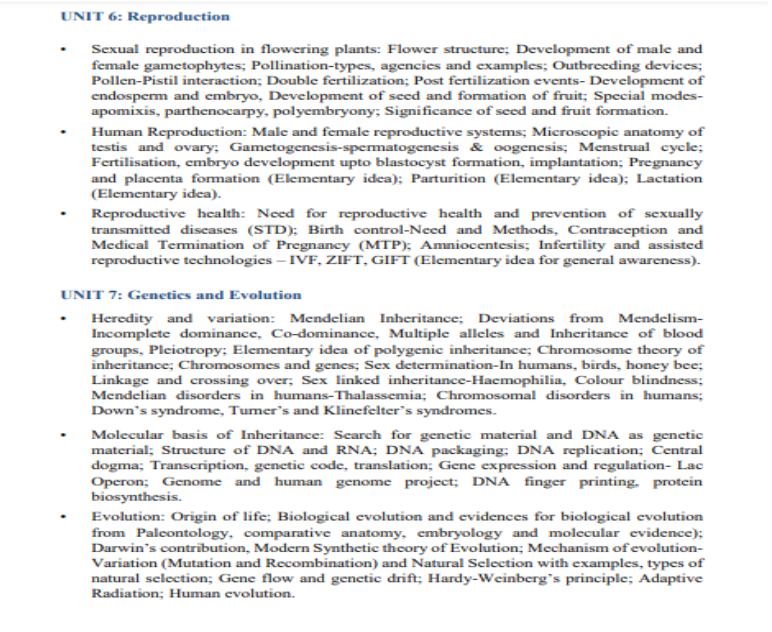 NEET UG 2025 Biology Syllabus